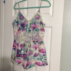 Floral watercolor romper